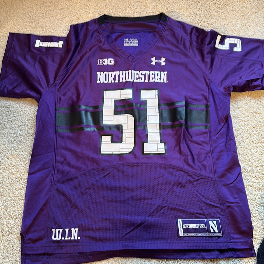 Under Armour, Northwestern University youth extra large football jersey EUC